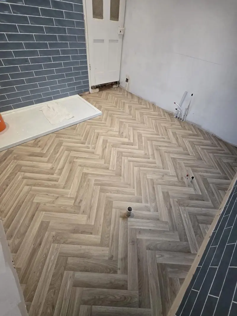 Traditional Vinyl Parquet Oak Bathroom Floor in Stalham, Norfolk